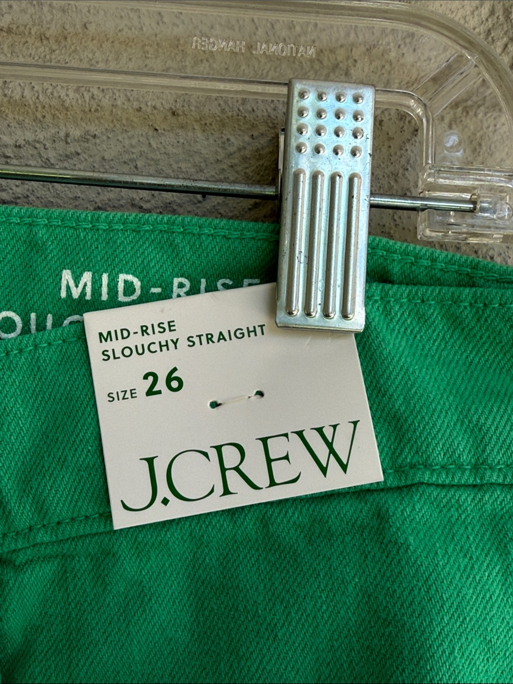 NWT J. Crew Mid-Rise Slouchy Straight Green Jeans Waist 26 - Picture 3 of 14